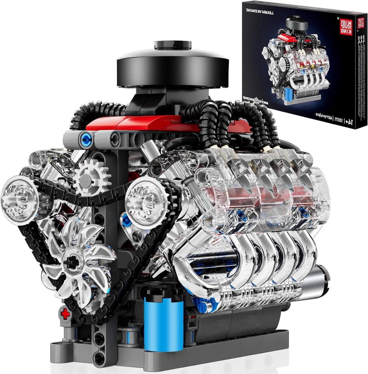 Technische V8 Motor Bouwset, LSX454 V-8 Motor Kit voor Modelauto's en Trucks, 487 Onderdelen voor Bouwplezier