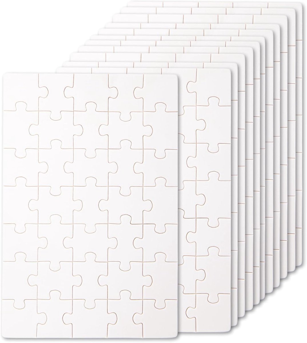 SnelShoppen - 12 Stuks Lege Puzzel 15x10 cm Witte DIY Puzzel voor Schilderen, Persoonlijke Lege Puzzel, Creatieve Puzzel voor Kinderen, Feest, Hobby