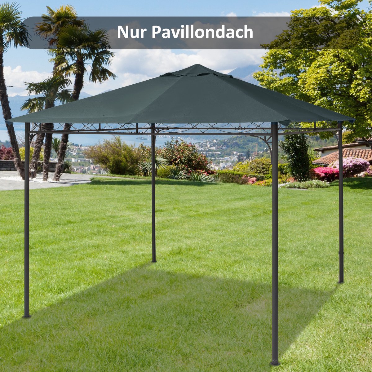 COVREO Pavillondak 298x295 cm - donkergrijs polyester vervangingsdak voor 3x3 m partytent