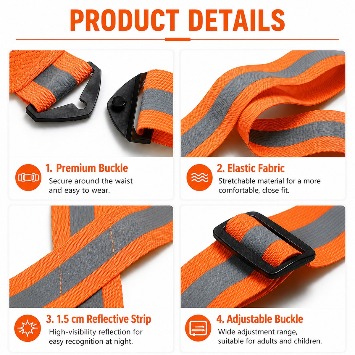 Reflecterend Fietsvest - Hoge Zichtbaarheid - Veiligheidsjack met Mesh & Zak - voor Outdoor Sport, Fietsen, Hardlopen - Oranjerood - 2 Stuk