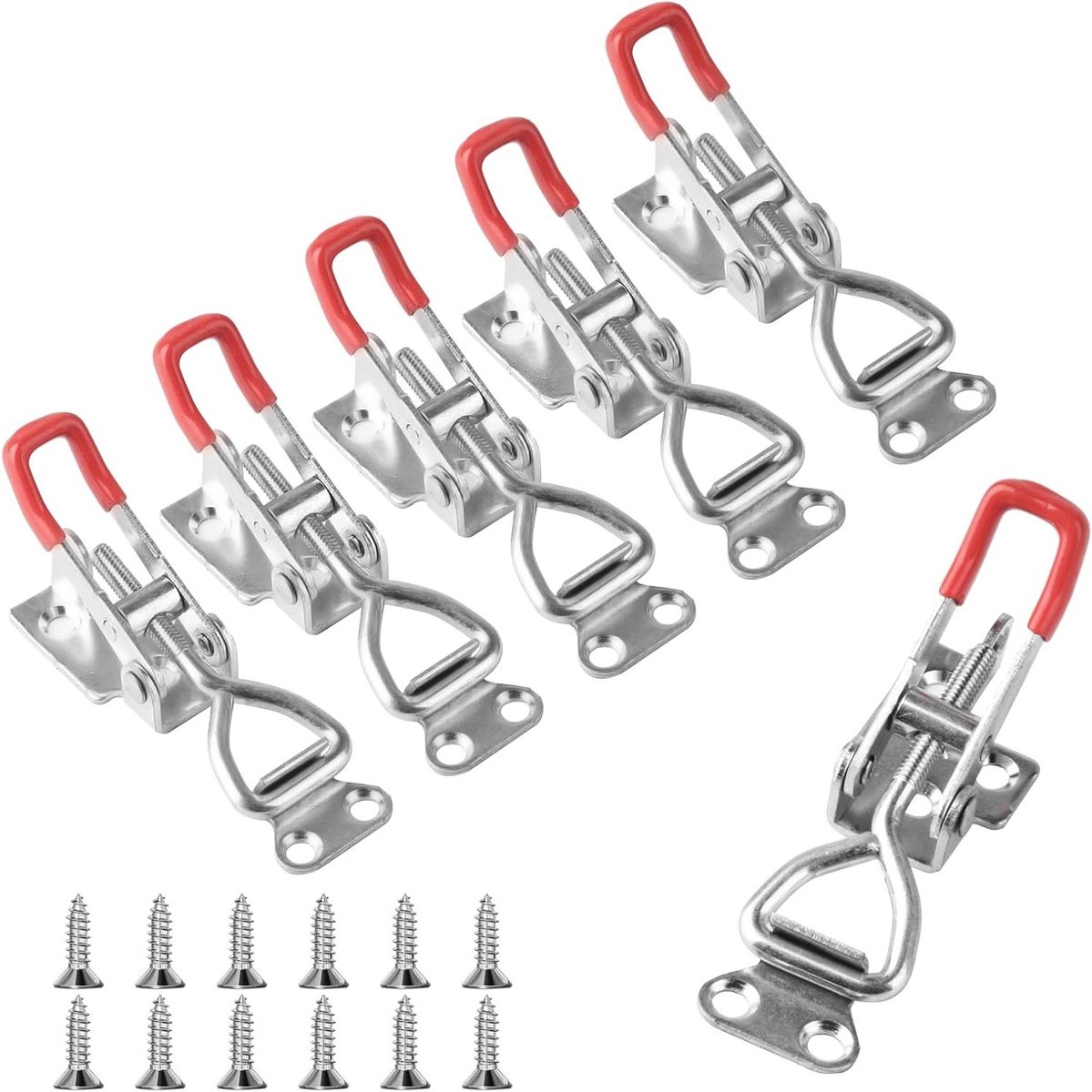 SnelShoppen - 6Pcs Toggle Clamp Latch - Metaal Toggle Latch - Verstelbare Tension Lock voor Koffers, Kasten, Gereedschapsboxen - 100kg Draagkracht