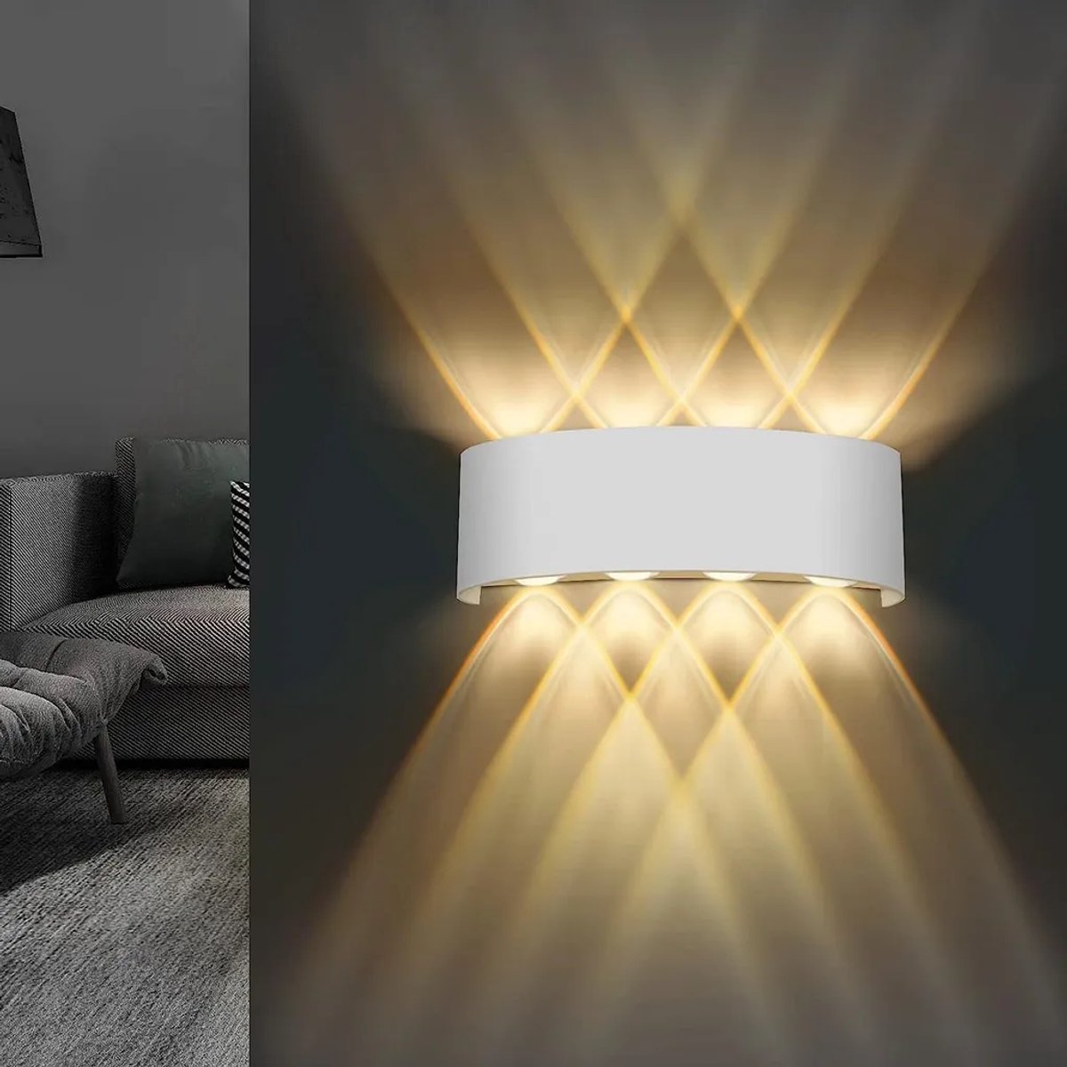LISM-Twee inbouw wandlampen, 8 watt, waterdicht, warm wit.