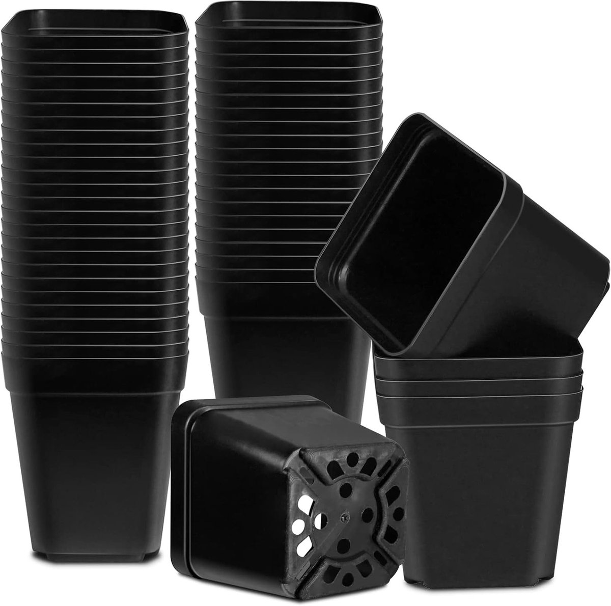 Zaadstartpotten voor bloemplanten, 20 stuks vierkante plastic potten van 7 cm voor groenten, fruit en vetplanten, ideaal voor zaailingen en snijdingen