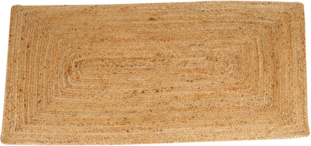 Rechthoekig jute vloerkleed – Handgemaakt natuurvezel tapijt – Naturel beige/bruin – Esha Natur