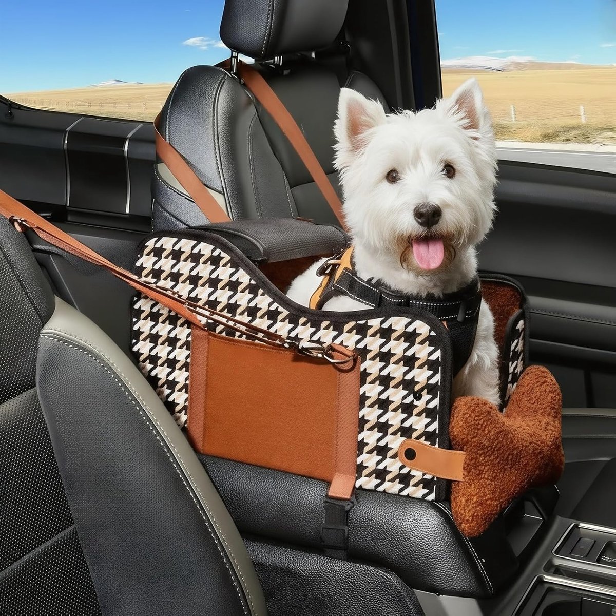 SnelShoppen - Center Console Hond Auto Zitting, Dier Cub Auto Zitting, Armsteun Verhoger Zitting voor Kleine Honden, Organisator voor Auto, Eenvoudig