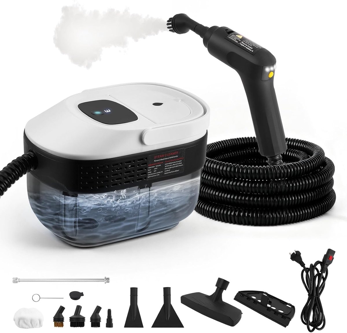 SnelShoppen - Stoomreiniger 2500W met 4.5 Bar Druk, Handstoomreiniger met 6 Instellingen, 1200ml Tank, 4 Borstels, Voor Huishouden, Keuken en Auto