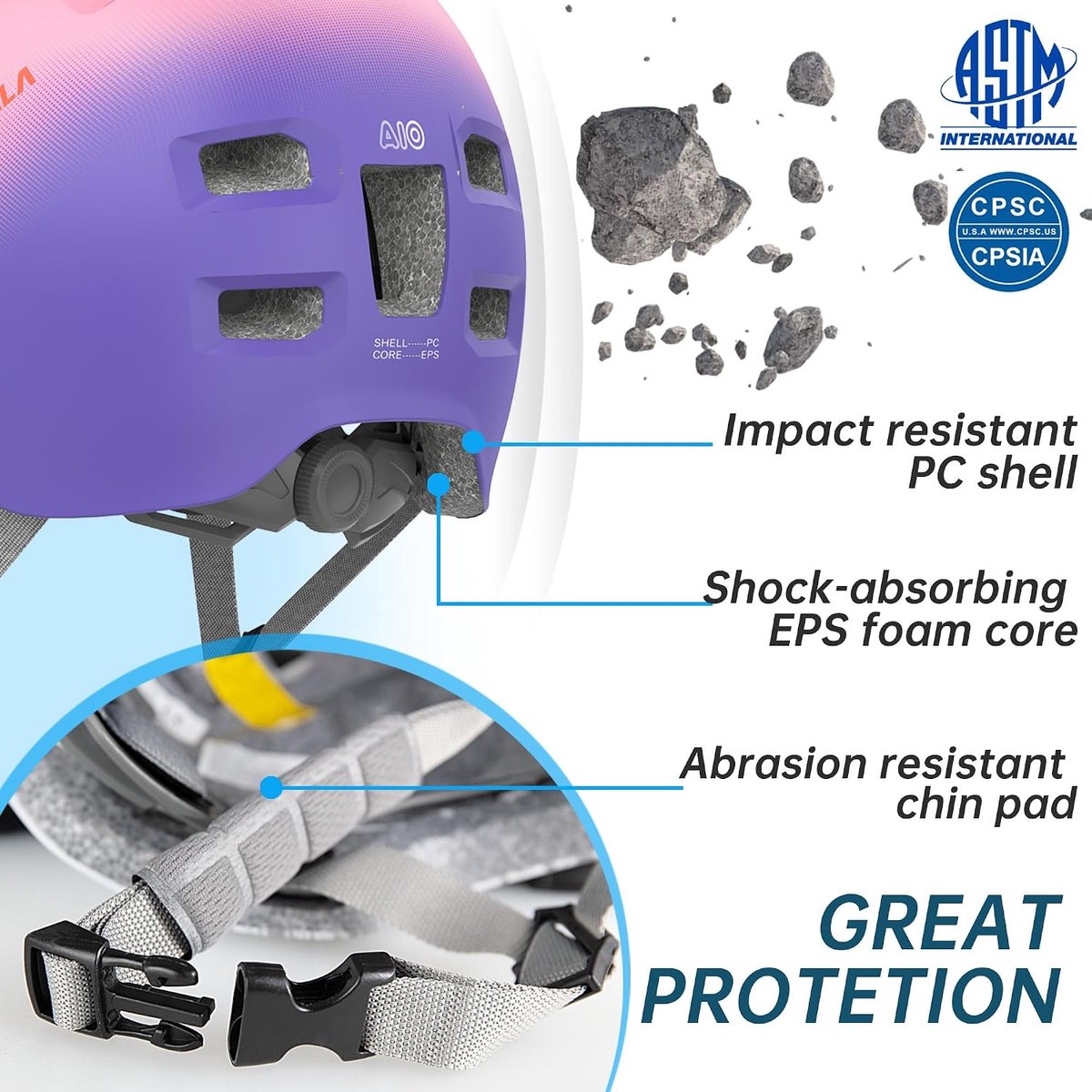 SnelShoppen - Skater Helmet, Ultralight Fietshelm voor Kinderen, Vrouwen en Mannen, Verstelbare Unisex Veiligheidshelm voor Skateboard, E-Scooter, Sco