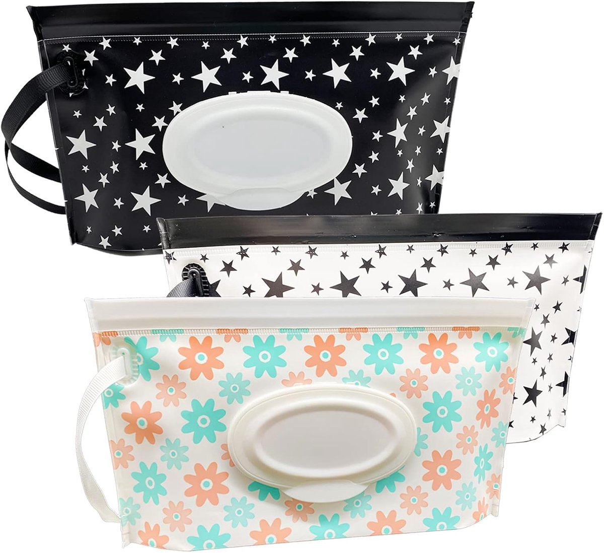 SnelShoppen - 3-Pack Baby Wet Wipe Pouch Container, Herbruikbare & Navulbare Draagbare Doekjes Dispenser, Eco-vriendelijk en Lichtgewicht Baby Reisset