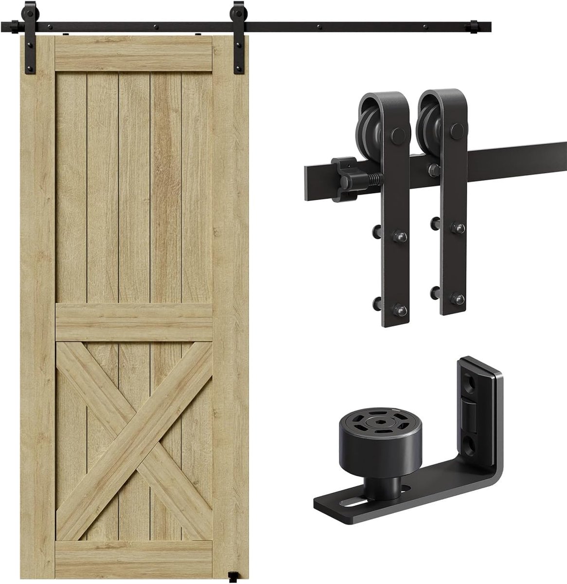 SnelShoppen - Sliding Deursysteem 5FT 152cm met Railset, Hoogwaardige Carbon Staal, Geschikt voor Deuren tot 76cm Breed, Stabiele en Veilige Loft Deur
