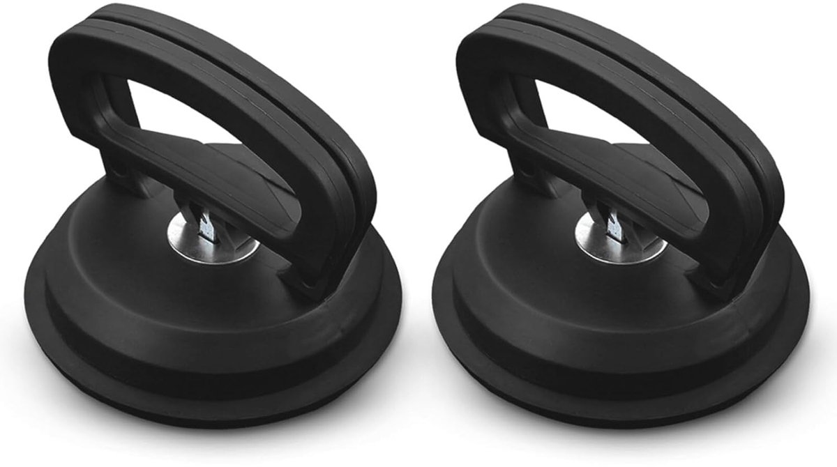 SnelShoppen - 2 Pcs Vacuum Suction Lifter - Glazen Lifter Rubber Piston 70kg - Handig voor Glas, Tegels, Laminaat - 11.7 cm - Zwart