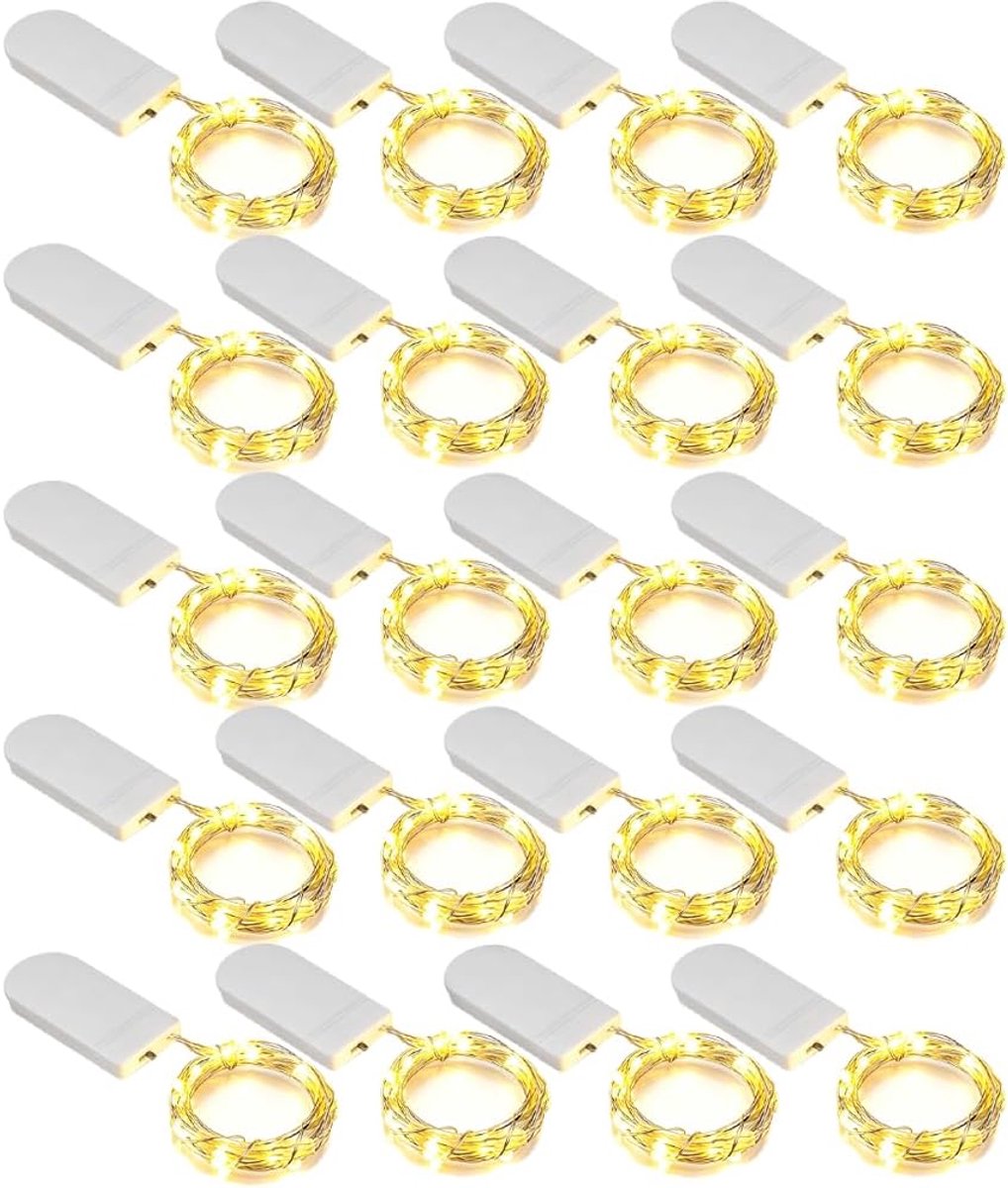 SnelShoppen - Led-lichtsnoer binnen 2 m - 20 warmwitte LEDs - Flexibele lichtketting met batterij en USB - Mini lichtsnoer voor slaapkamer, kerst, bru