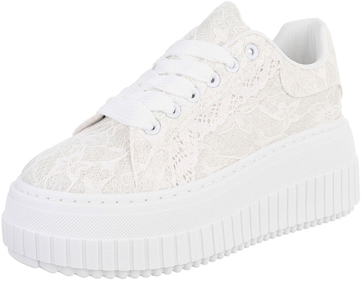 Sneaker - Plateauzool en veters - Dames Mt:36