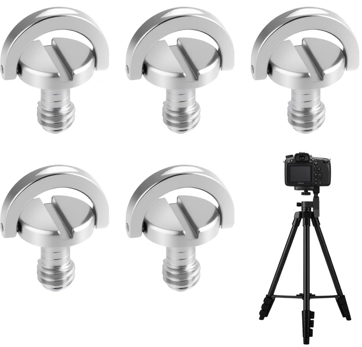SnelShoppen - 5pcs D-ring camera schroeven 1/4 inch, RVS tripod schroeven, universele quick release platen voor digitale camera's, 14mm lengte