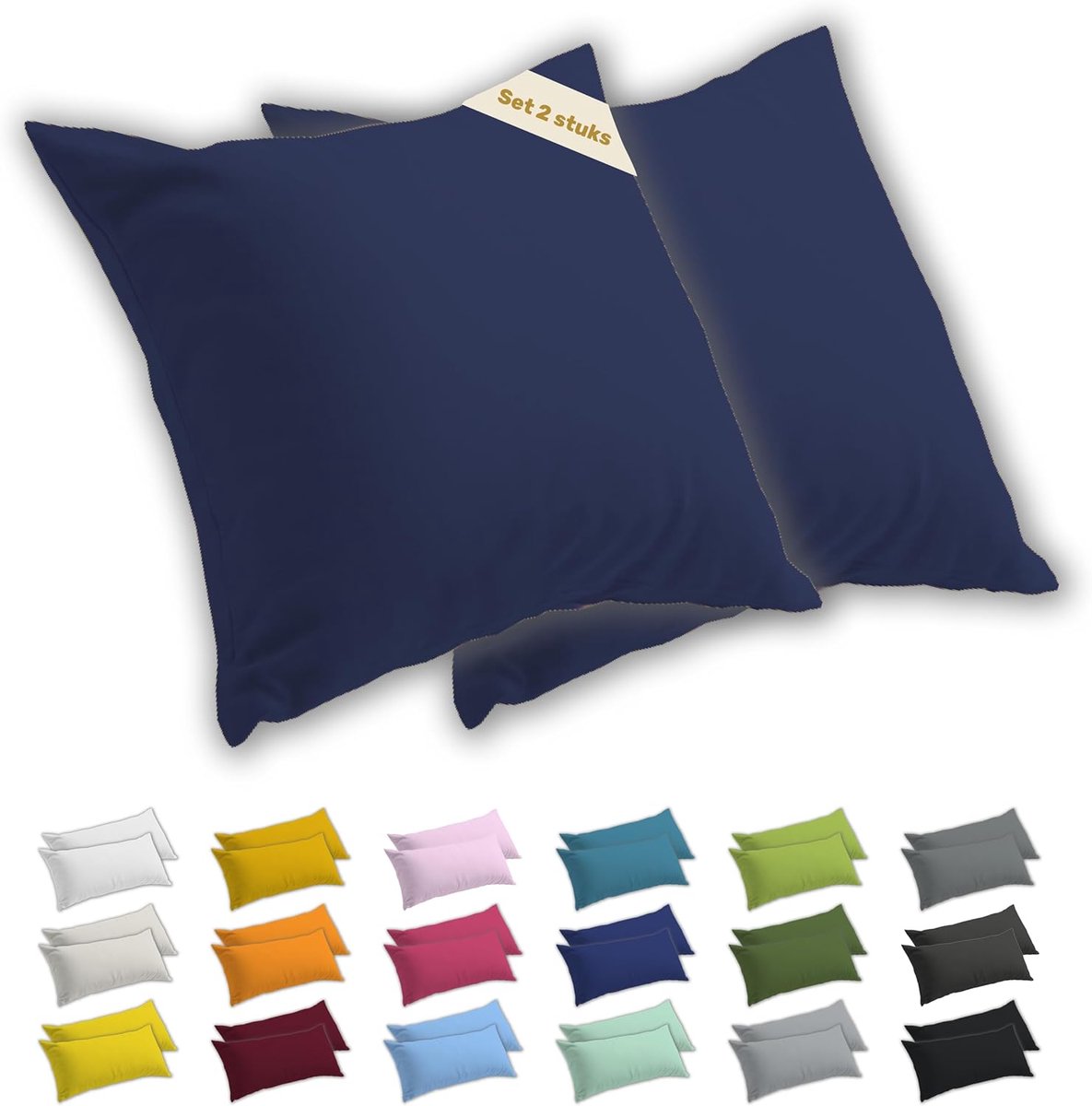 SnelShoppen - Set van 2 Kussenhoezen 50x50 cm van 100% Zachte en Ademend Jersey Katoen met YKK Rits - Galaxy Blauw, Ideaal voor Woonkamer, Slaapkamer