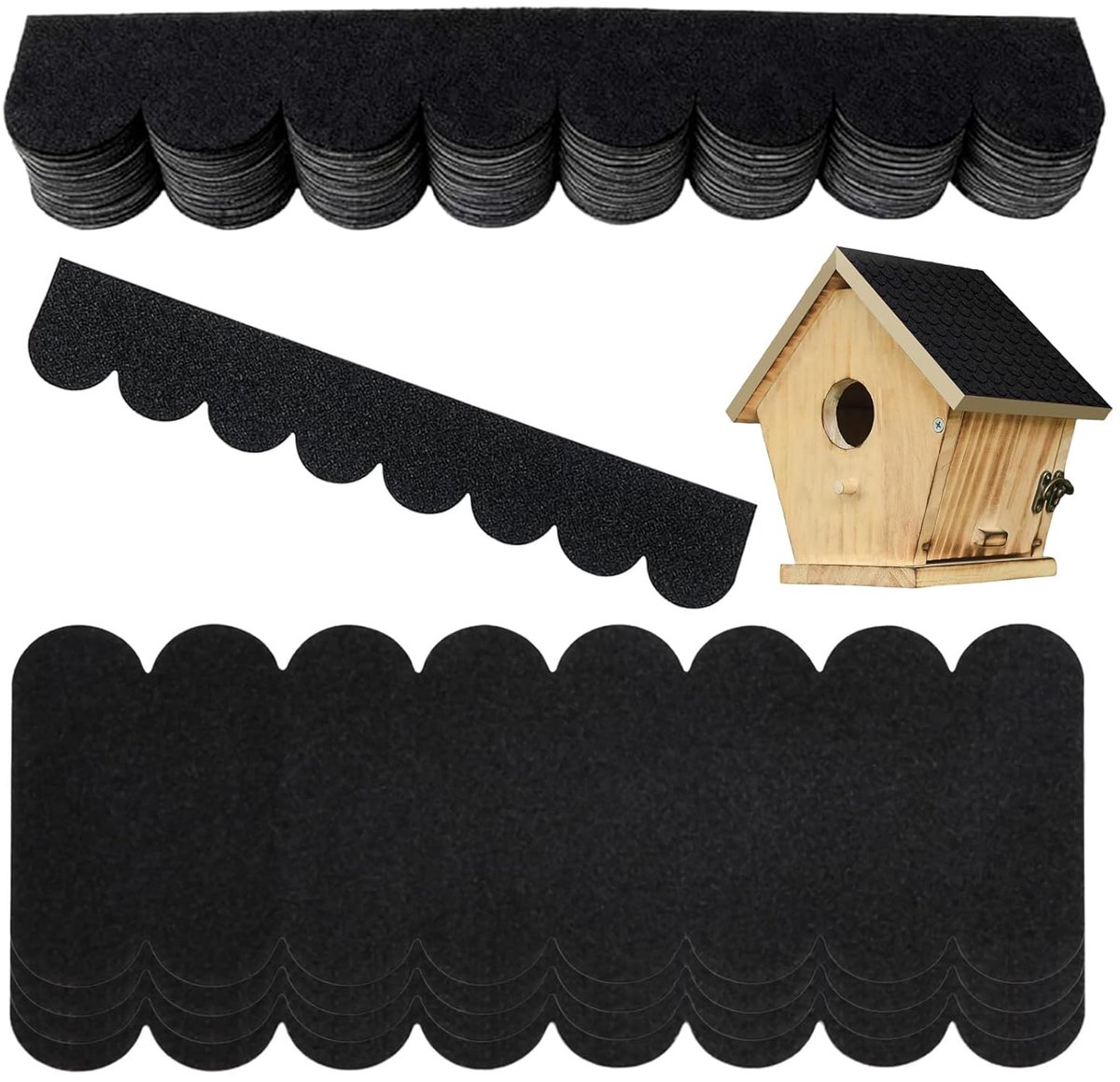 SnelShoppen - 54 Pcs Zelfklevende Dakshingles voor Vogelhuisje, Waterdichte Mini Dakshingles voor Hondenhuis, Nestkast, Konijnenhok, Insectenhotel (Zw