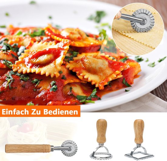 SnelShoppen - 12-delige Handmatige Pastamaker Set, Multifunctionele Pasta Gereedschap Set met Droogrek, Gnocchi Bord, Ravioli Stempel, Snijders, Deegs van Snelshoppen — afbeelding 3