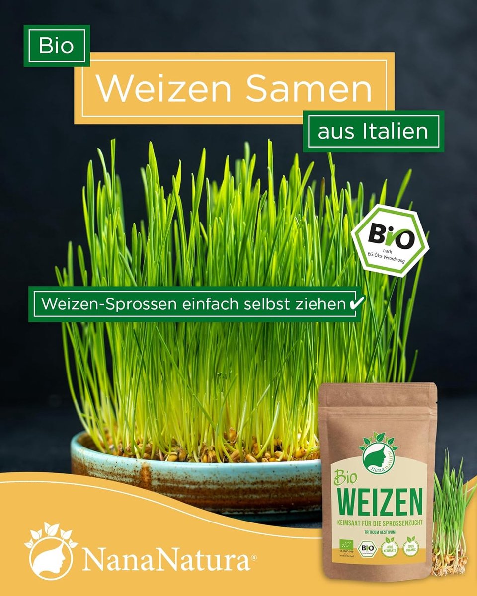 SnelShoppen - Organic Wheat Seeds 180g | Germinable Wheat Seeds voor Microgreens | Biologisch Geproduceerd en Getest in Duitsland