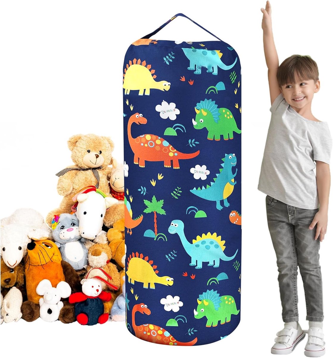 SnelShoppen - Kids Stuffed Animal Bean Bag Large - Ruime Zitzak Cover voor Kinderen - Vouwbare Hoes voor Knuffels - Premium Canvas - Organiseren en Sp