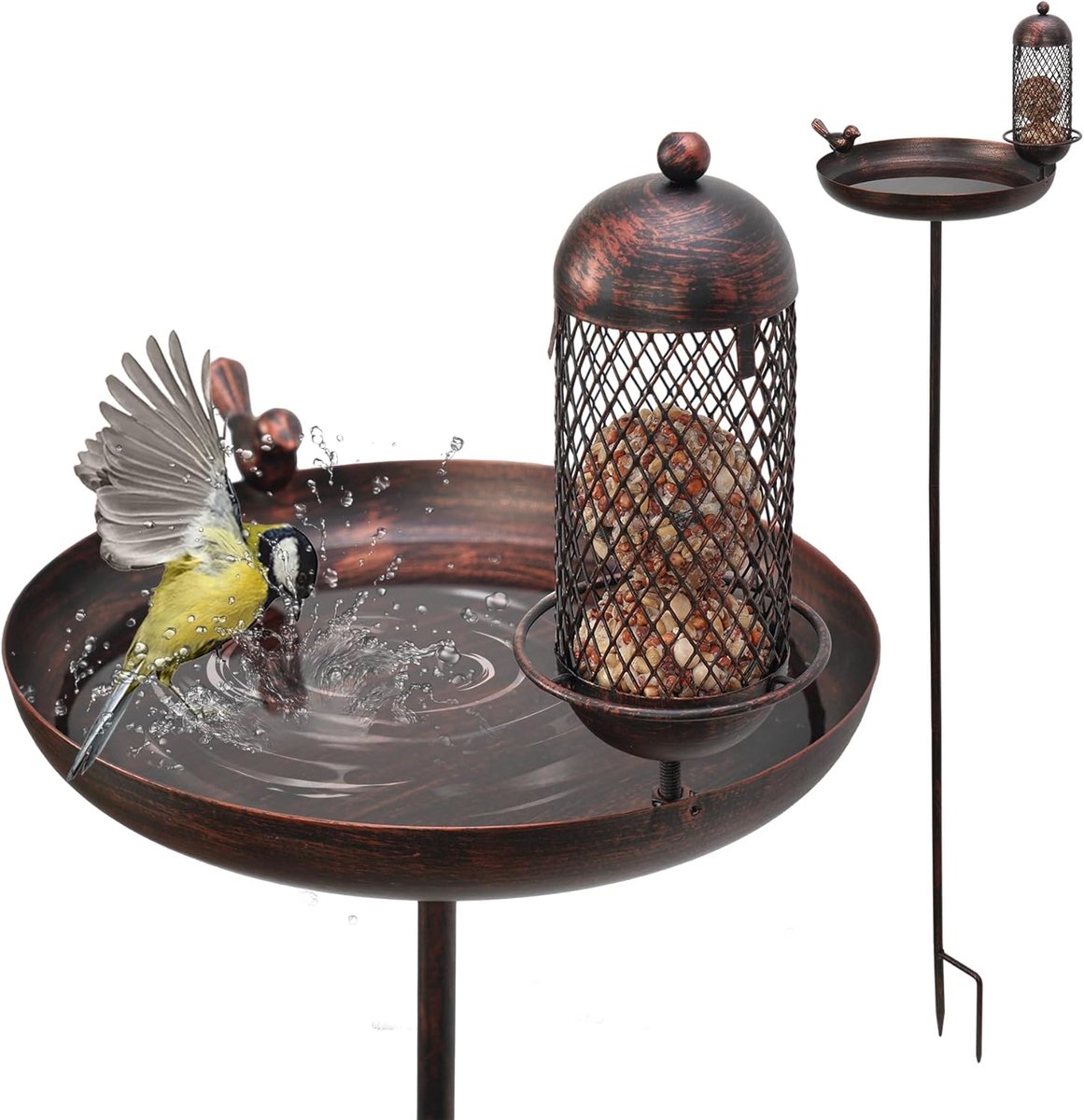 Vogelbad Vorstbestendig - Vogelbad op Voet - Vogelvoederdispenser - Waterschaal voor Vogels - Vogelbadje Buiten - Diameter 25 cm - Vogeldrinkbak