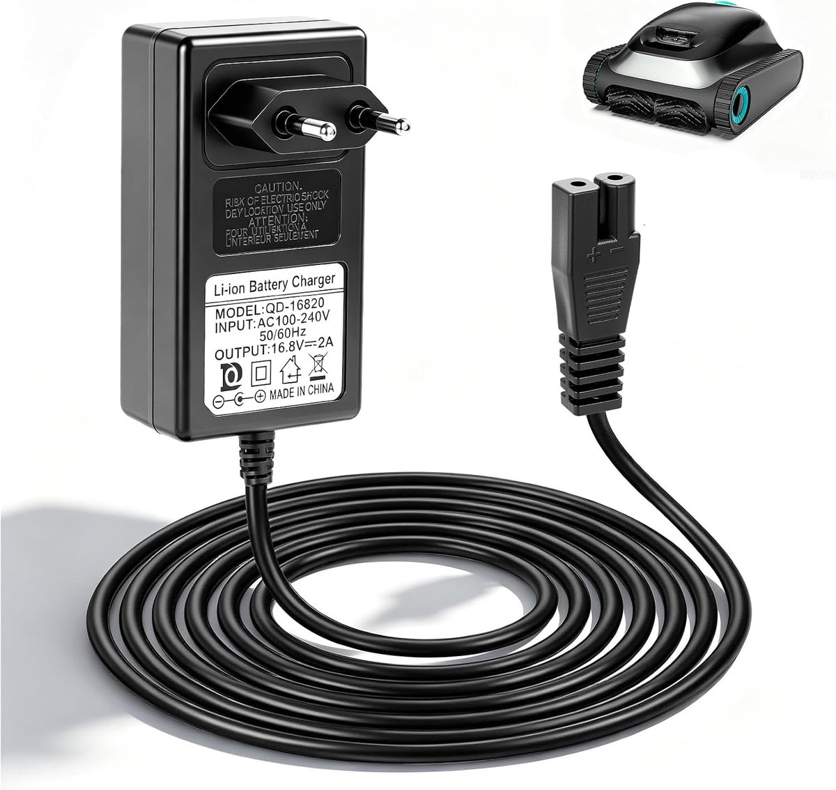 SnelShoppen - Oplader 16.8V voor Robot Zwembadreiniger, 33.6W Vervangende Adapter voor Aiper Scuba S1 E1, Draadloze Zwembadstofzuiger