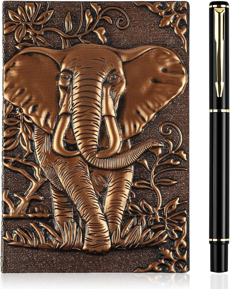 SnelShoppen - Vintage Leather Journal met Pen, 3D Draken Notitieboek, 200 Pagina's DND Reisdagboek, Motivatie Cadeau voor Collega's, Kerstparty, A6 18