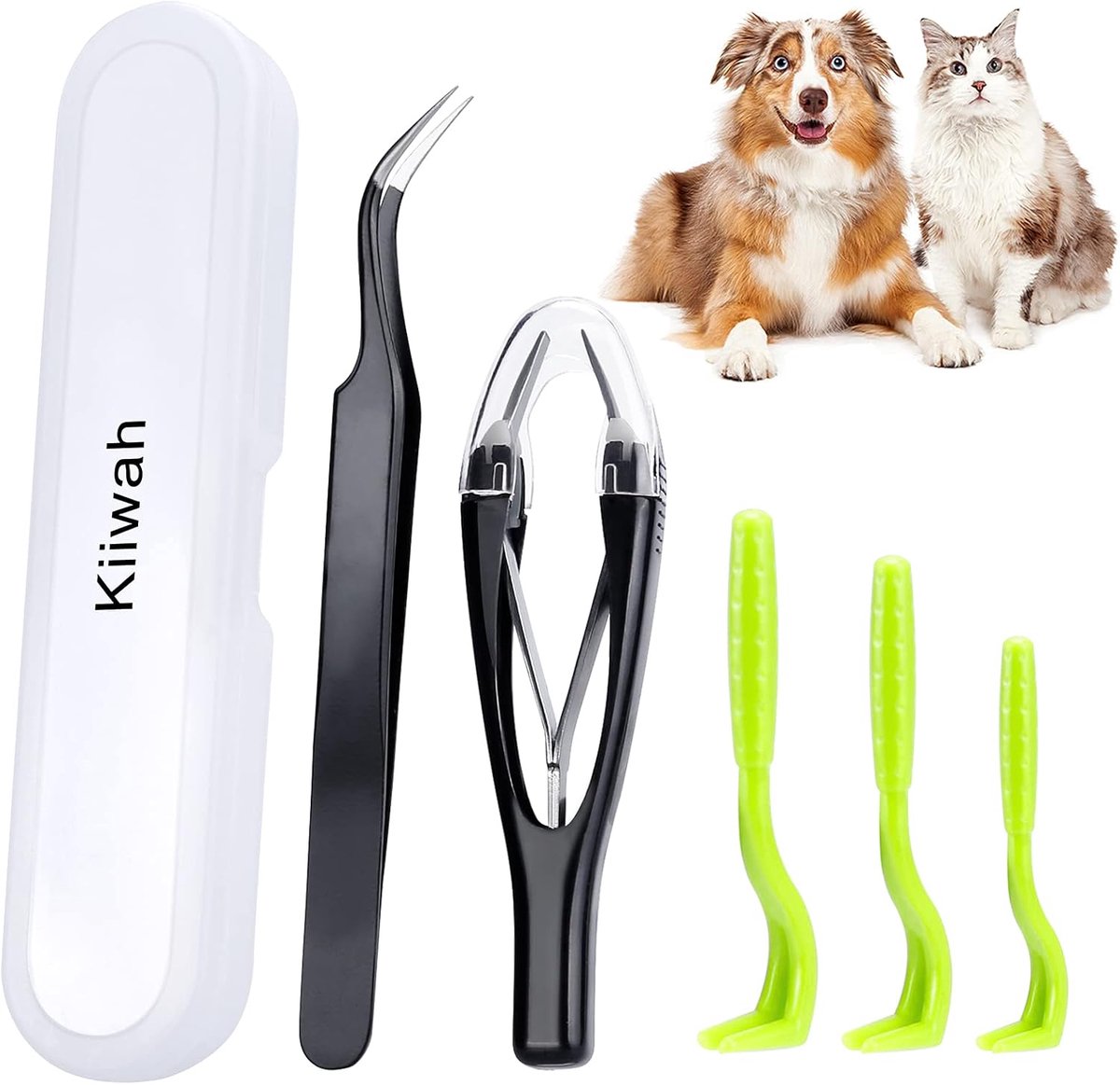 SnelShoppen - 5-delige Teken Verwijder Set met Haakjes en Uittrekbare Pincet, Ideaal voor Honden, Katten en Mensen, Inclusief Opbergdoos voor Effectie