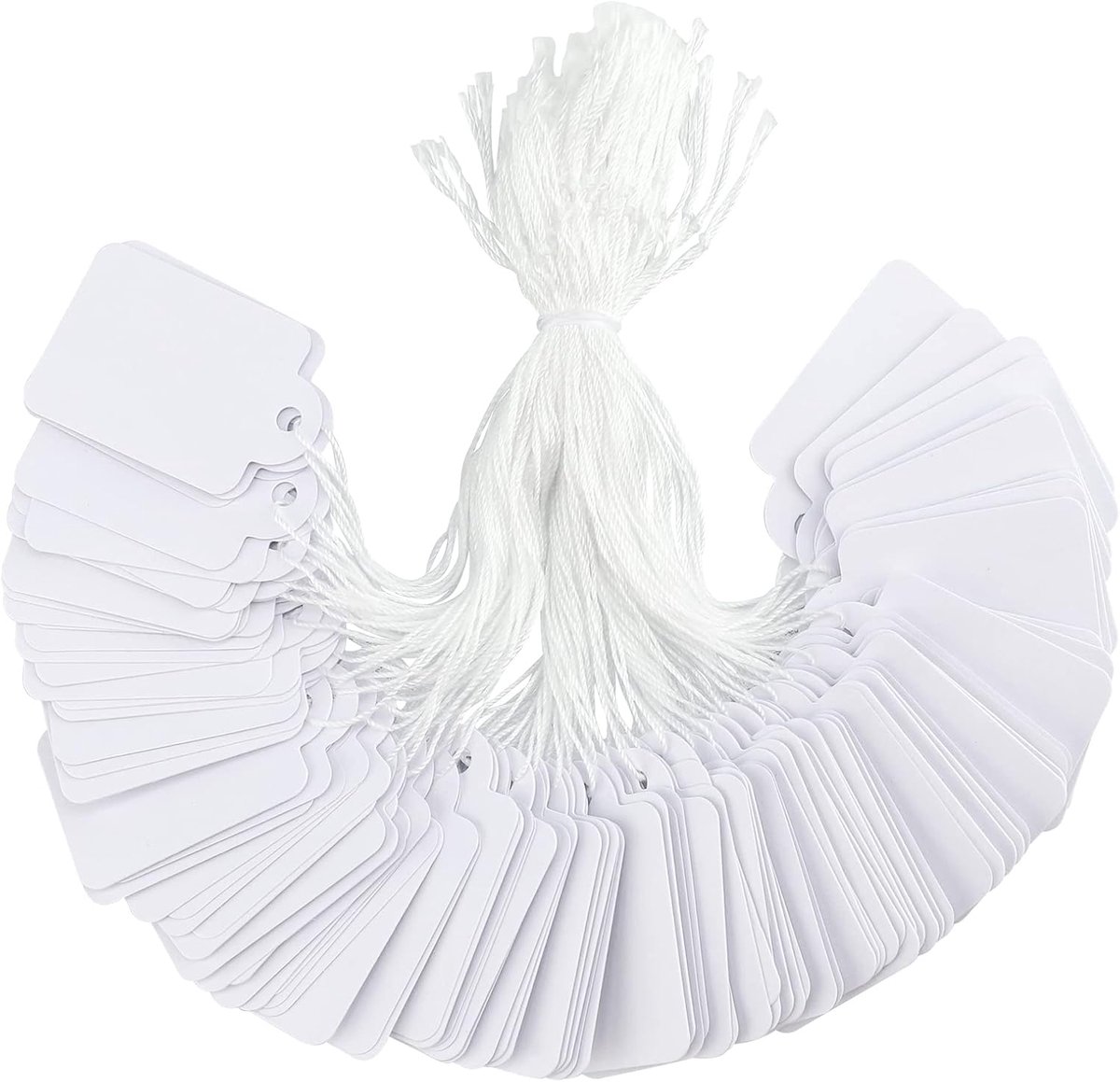 Kleine hanglabels - Etiketten met draad - Product presentatie - Glad schrijfoppervlak - 500 stuks - Wit