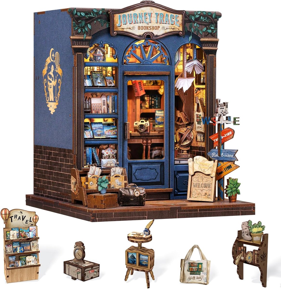 SnelShoppen - DIY Miniatuur Huis Set - Cutefun Book Nook Kit - 3D Houten Puzzel met LED - Boekenplank Invoegstuk - Decoratie voor Volwassenen - 199 St