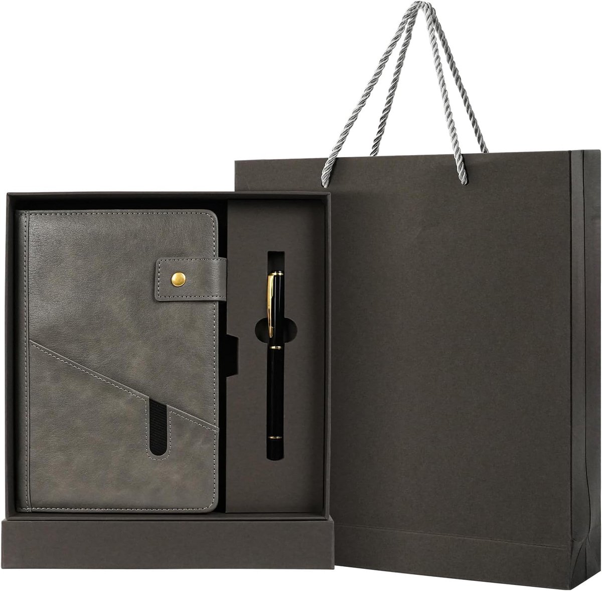 SnelShoppen - A5 Lederen Notitieboek Set, Persoonlijk Dagboek voor Volwassenen, Notitieboek met Pen en Cadeauverpakking, Bullet Journal, Reisnotitiebo