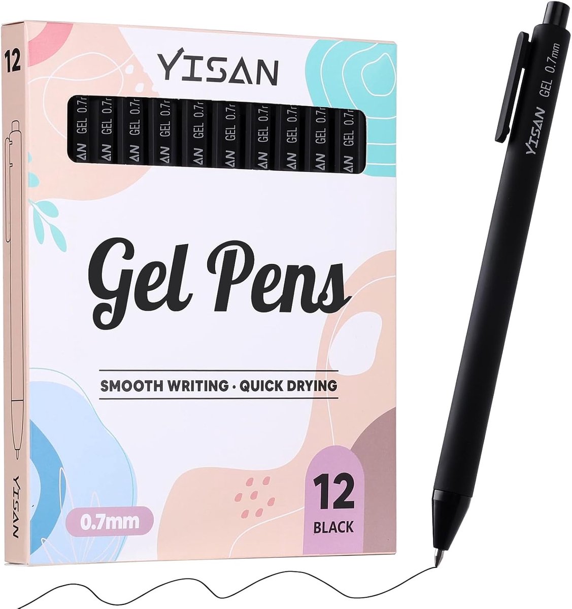 SnelShoppen - 12 Stuks Zwarte Gelpennen - 0.7mm Fijne Punt, Sneldrogende Inkt, Verwijderbare Rollerball Pennen, Ideaal voor Notities en Journals