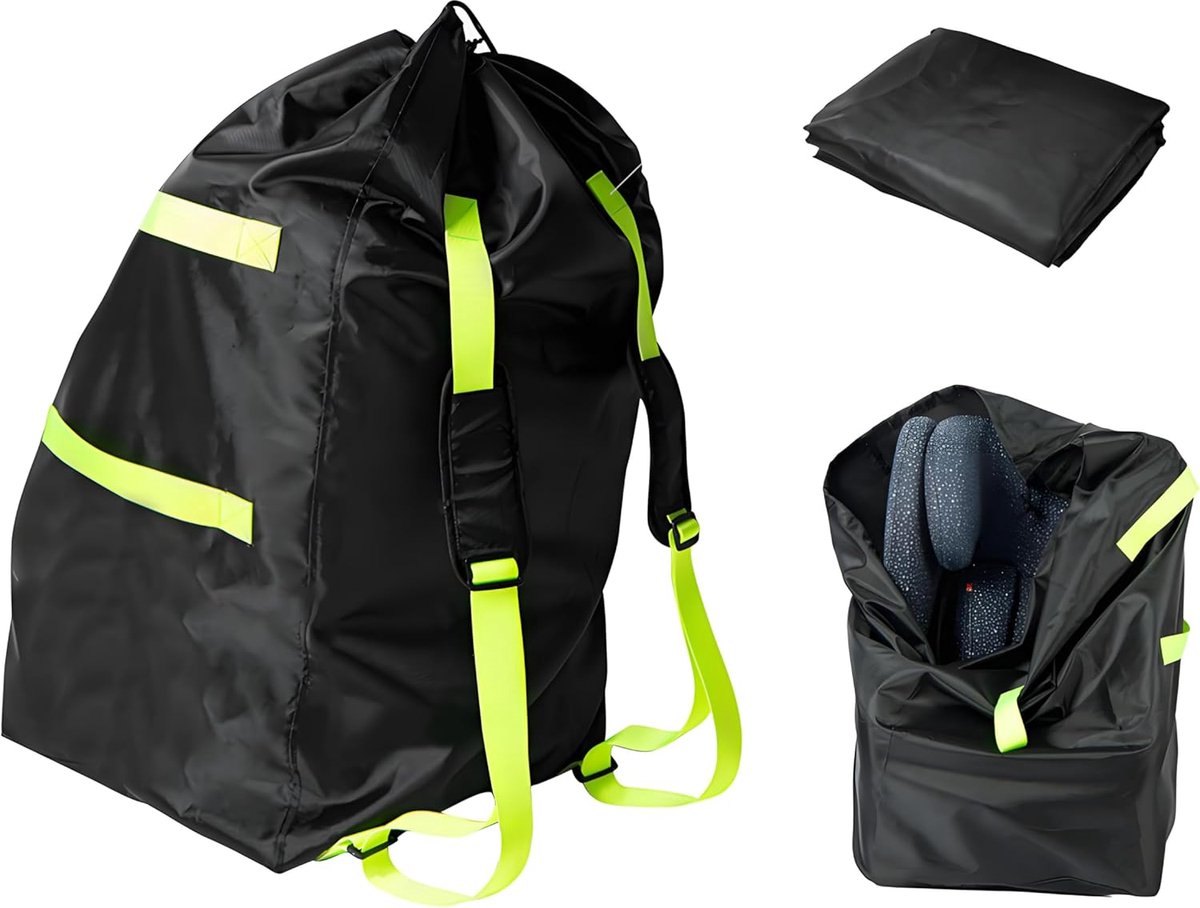 SnelShoppen - Stroller Bag voor Vliegreizen, Waterdichte Opvouwbare Organizer voor Kinderwagen met Schouderriem, Zwart, Modern, Ideaal voor Luchtvaart