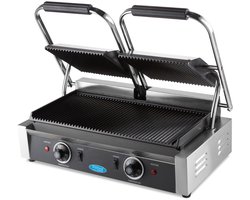Contactgrill - Gegroefd - Dubbele Grillplaat - 2 x 22 cm