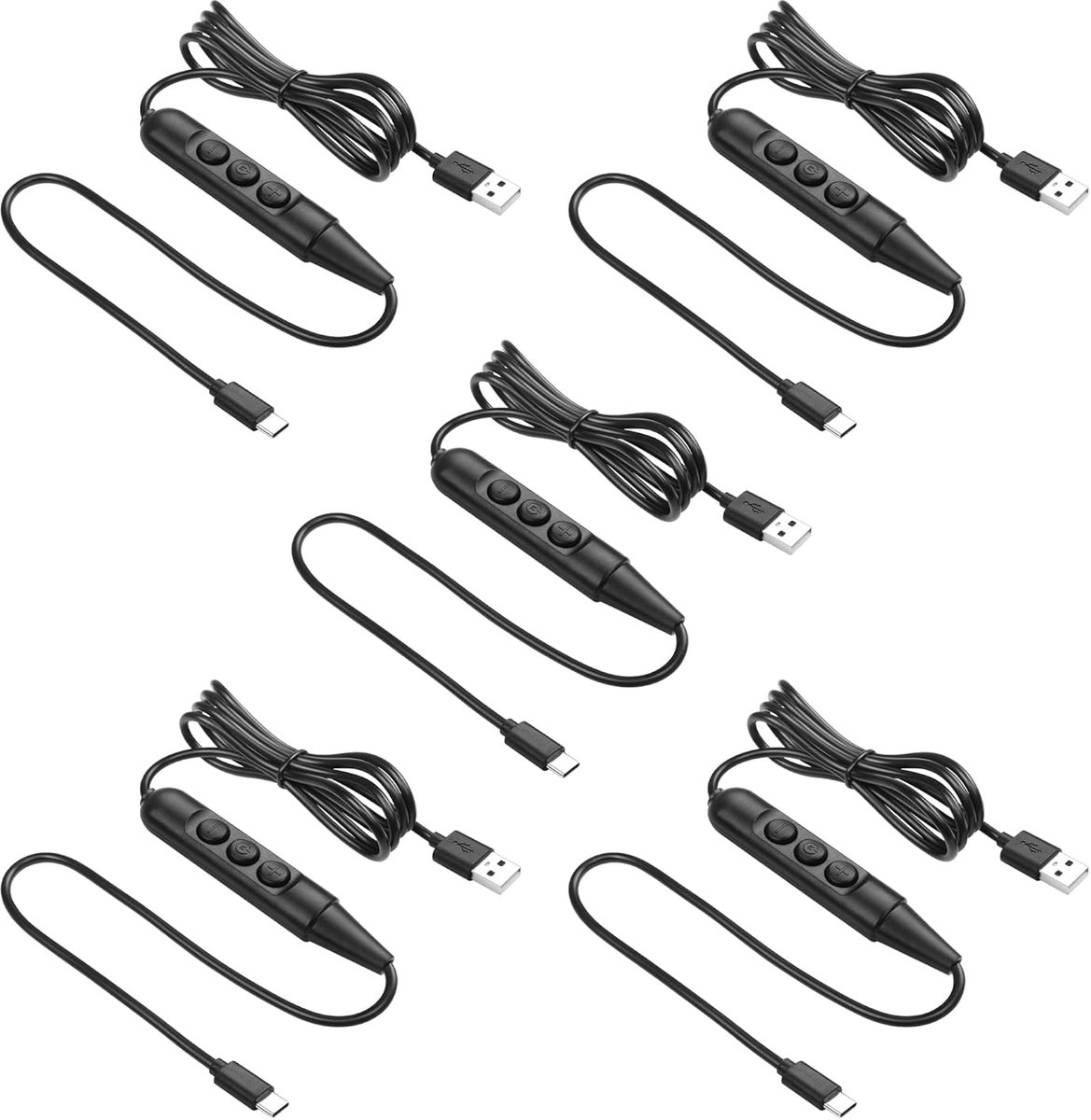 SnelShoppen - USB Male Cable met Aan/Uit Schakelaar naar USB C Male, 6-Speed Dimmer Switch Power Cable voor LED Strips, Tafellampen en 5V Apparaten (1