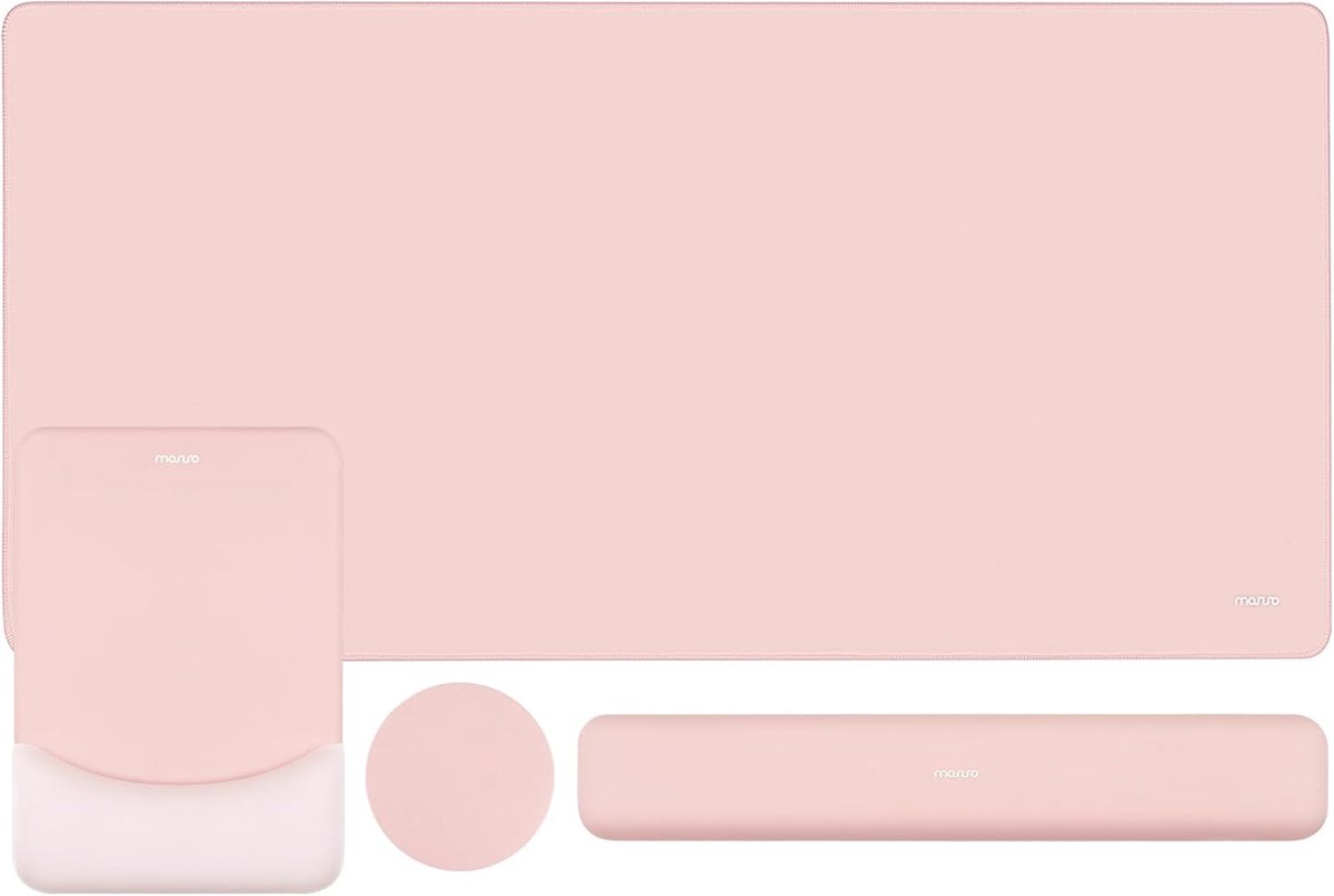 SnelShoppen - Grote Ergonomische Muismat met Polssteun en Coaster - Baby Roze - 90 x 40 cm - Ideaal voor Gaming en Kantoor - Anti-slip Ondergrond