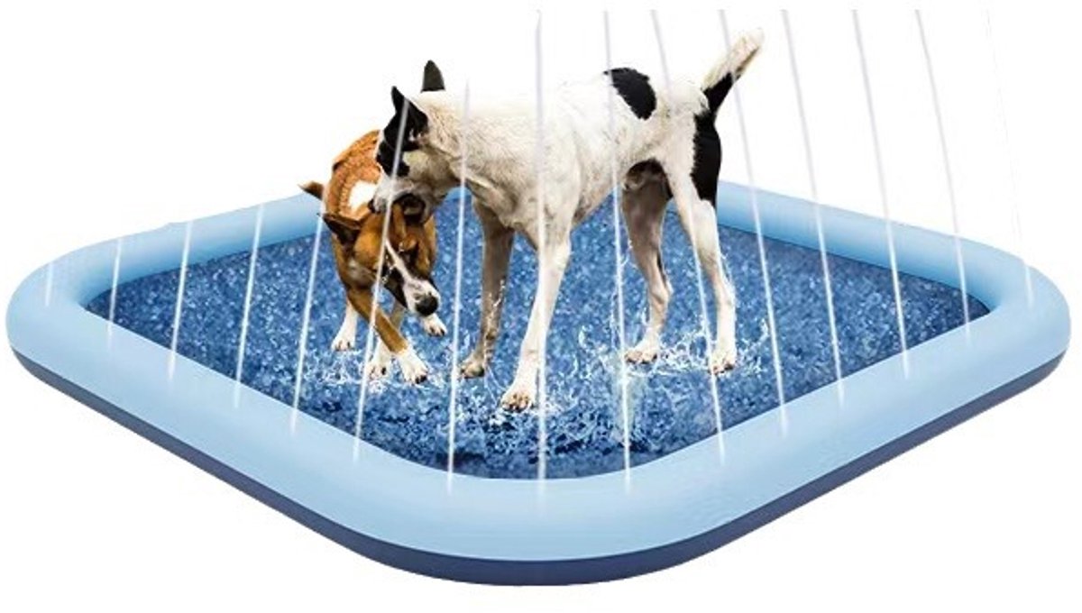 Antislip Spuitmat voor Kinderen en Honden - Dikke Zomer Spuitbad - Tuin Waterspeelmat voor Baby Jongens Meisjes en Huisdieren - 150x150cm - Blauw