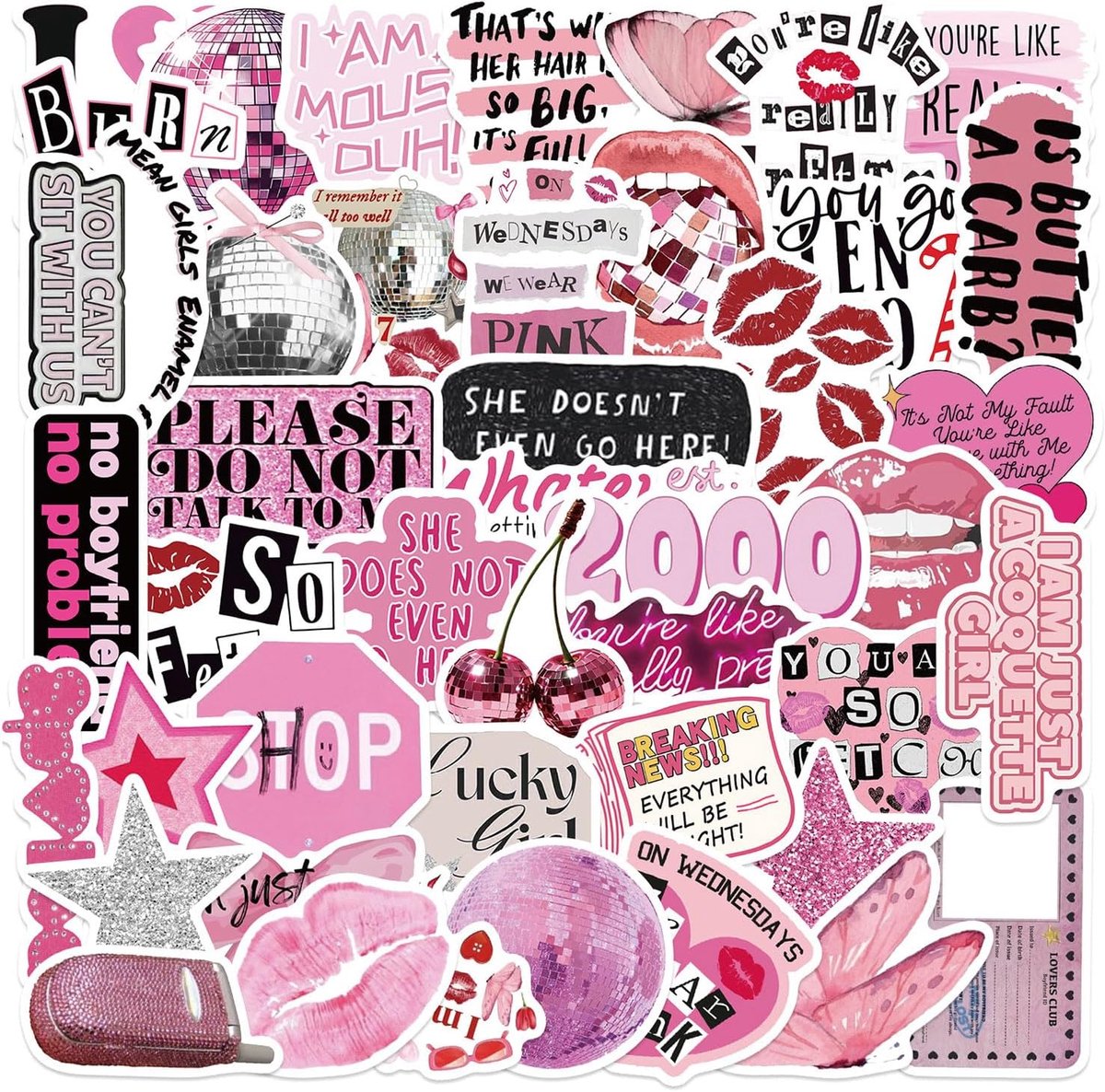 Decoratie Stickers - Y2K Stijl - Persoonlijke Decoratie - Waterdicht PVC Materiaal - 100 Stuks - Roze