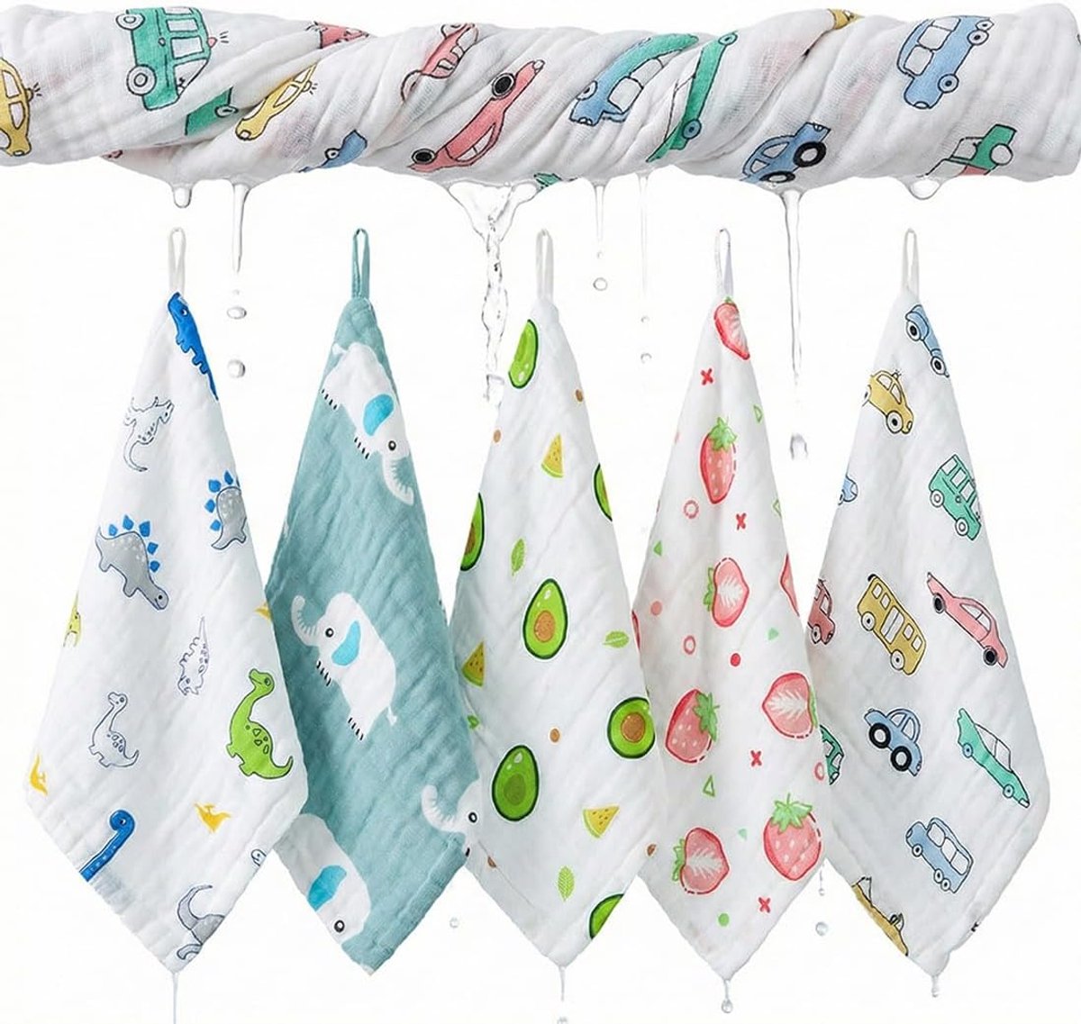 SnelShoppen - Soft Baby Wipes - Ademend en Zeer Absorberend - Luiers van Hoogwaardige Gaas - 5 Stuks - 25x25 cm - Perfect voor Babyverzorging en Dagel