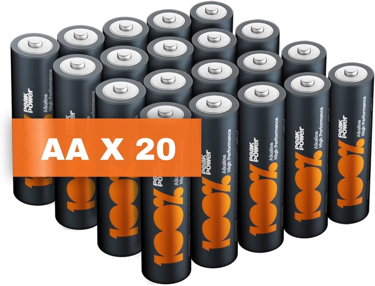 SnelShoppen - AA Batterijen 20 Pack | 1.5V Alkaline | Hoogwaardige PeakPower | Ideaal voor Huishouden, Speelgoed, Tuinverlichting, Camping