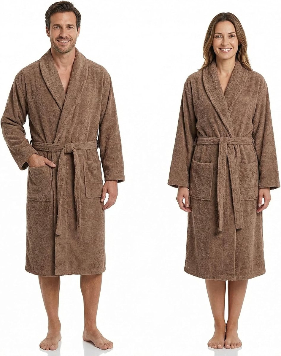 SnelShoppen - Uniseks Badjas 100% Katoen, Oeko-Tex, Zachte Amerikaanse Badstof, 420 g/m², Absorberende Badjas voor Dames en Heren, Ideaal voor Thuis e