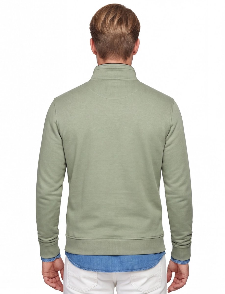 Baileys trui half zip groen effen