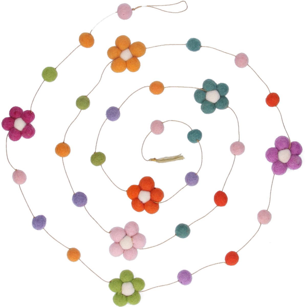Return to Sender | Slinger van Vilt met Bloemen en Pompoms - 2 Meter