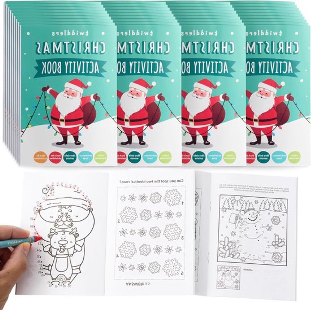 36 Mini Kerst Puzzelboeken voor Kinderen, Kleine Puzzelboekjes voor Feestjes, Verjaardagen en Cadeaus, Perfect als Kerstcadeau of Snoepzakvuller