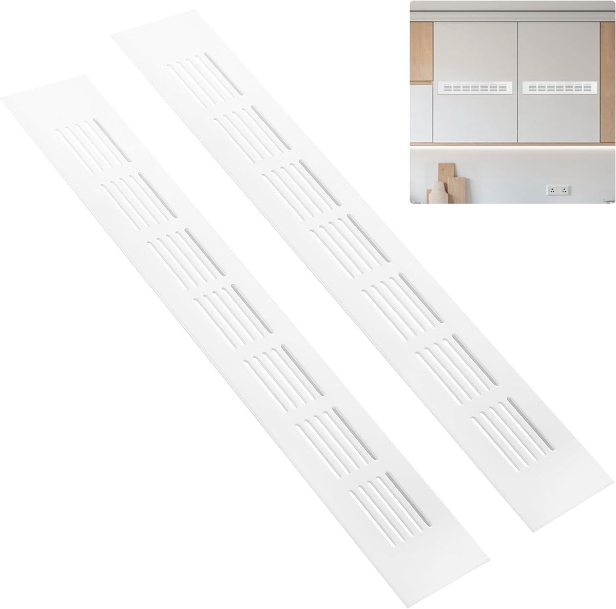 Set van 2 Ventilatieroosters, Aluminium Roosters voor Radiator, Rechthoekige Ventilatiecov