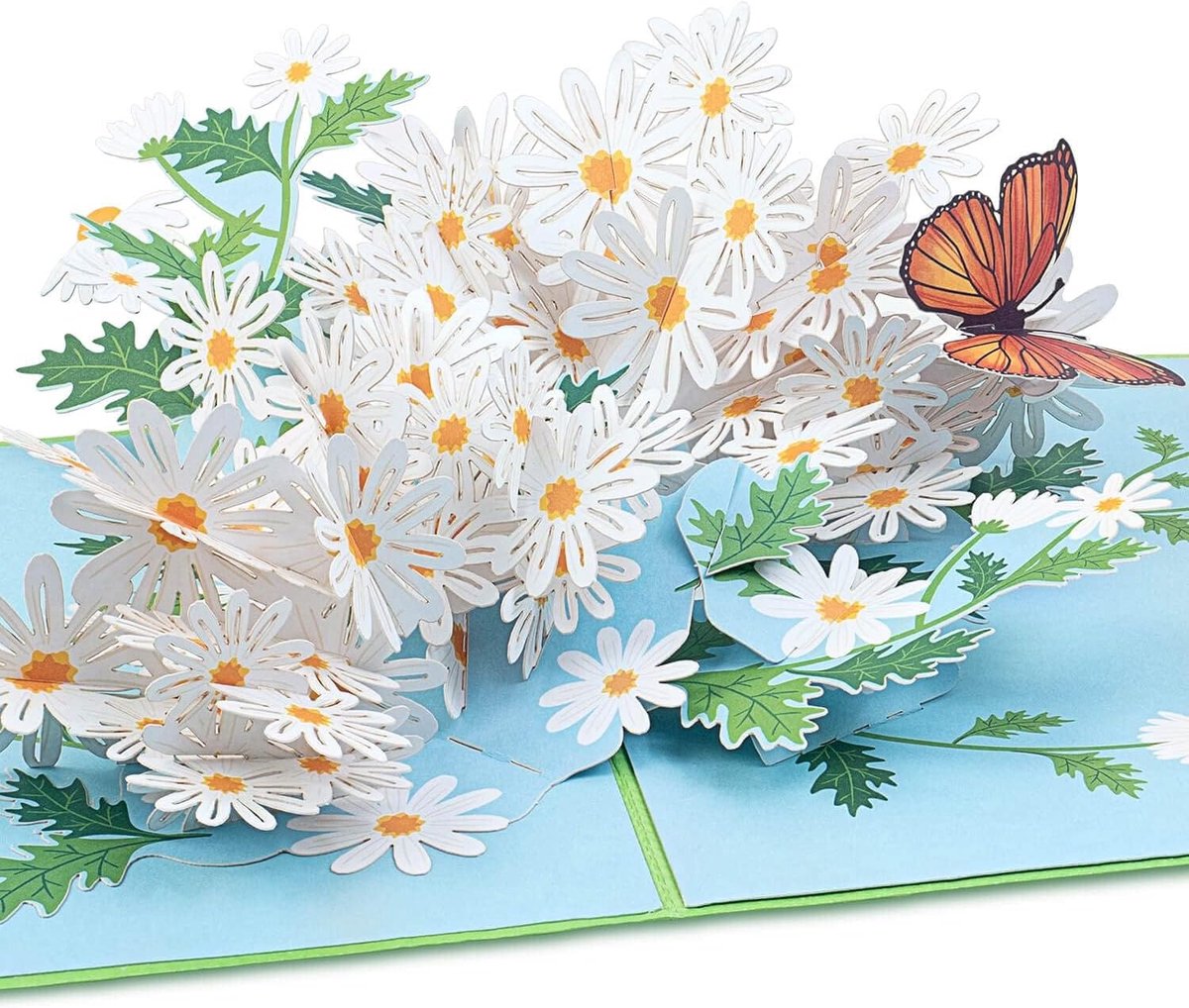 SnelShoppen - 3D Pop Up Kaart Bloemen 'Daisy met Vlinder' - Verrassende Geboorte- of Beterschapskaart voor Vrouwen, Perfect voor Collega's en Medewerk