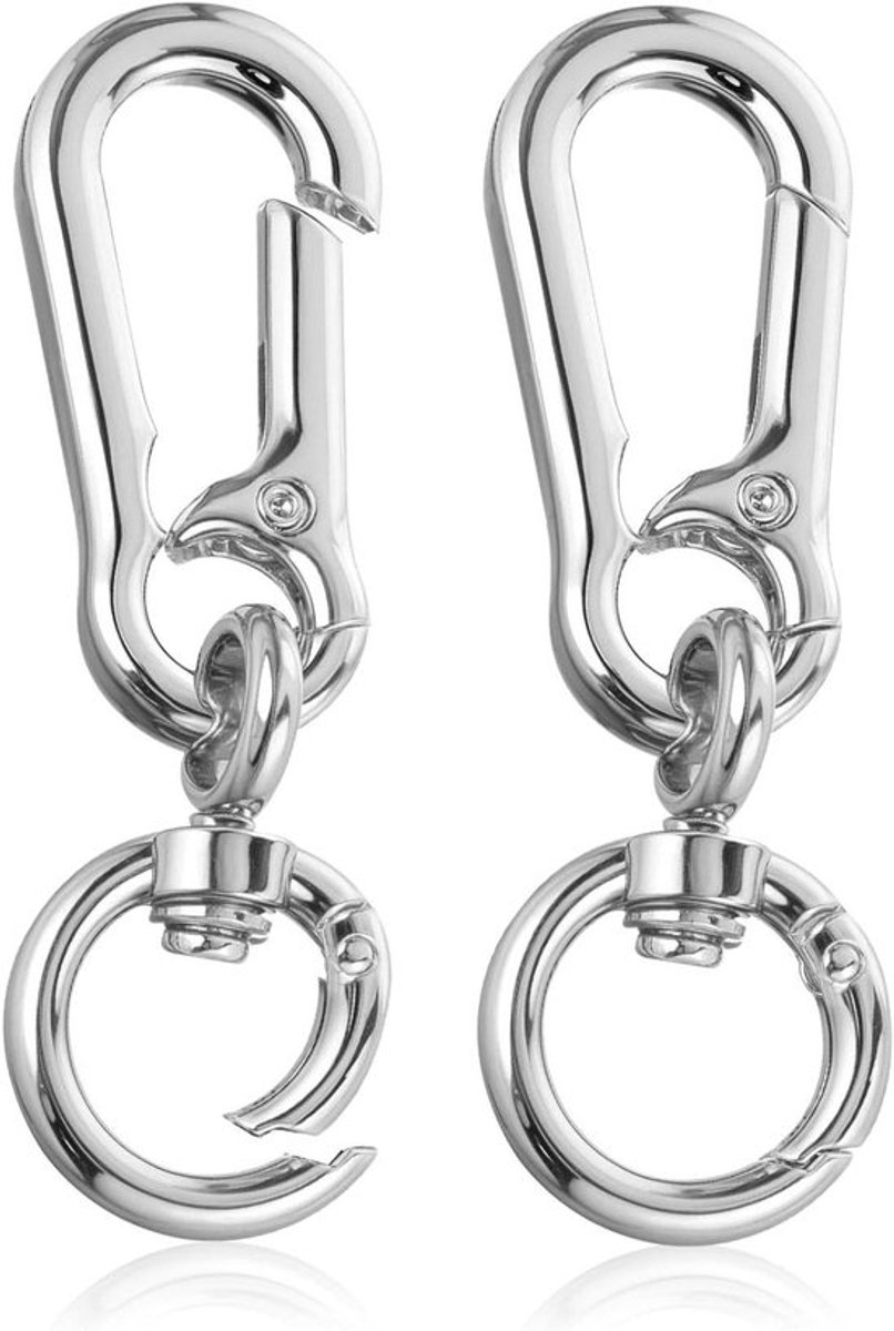 Draaibare karabijnhaken 2-pack voor doe-het-zelf handtas en sleutelhanger