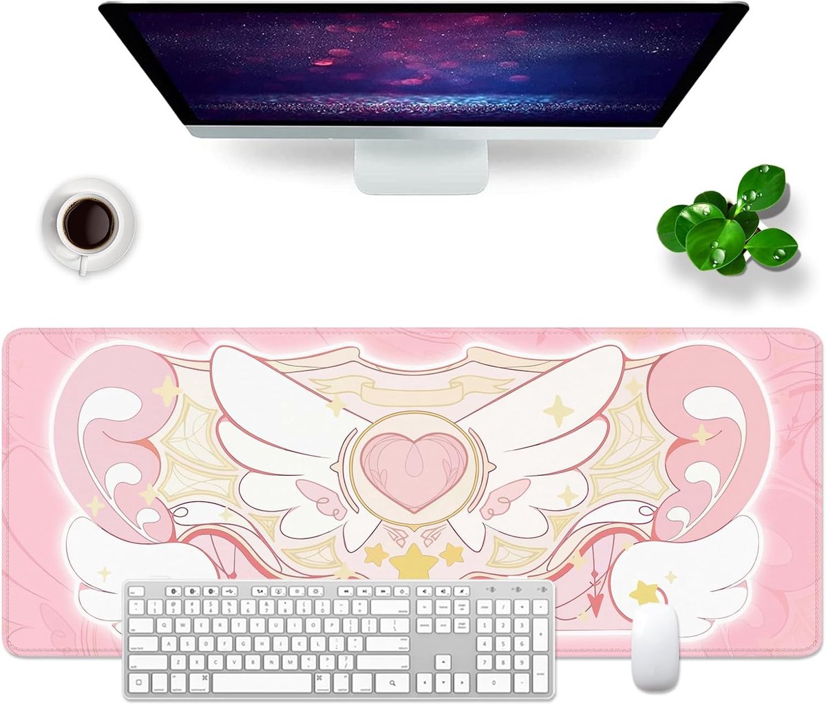 SnelShoppen - Mouse Pad XL Pink Desk Pad Cute 80 x 30 cm Kawaii Computer Muismat Grote Desk Mat voor Laptop en Toetsenbord
