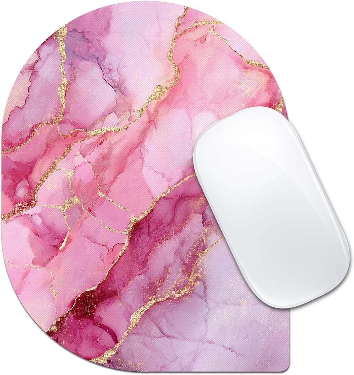 SnelShoppen - Marble Mouse Pad 6.2 x 8.1 Inch met Elegant Vein Design, Compact en Draagbaar, Non-Slip Basis, Roze Marmer voor Laptop en Computer