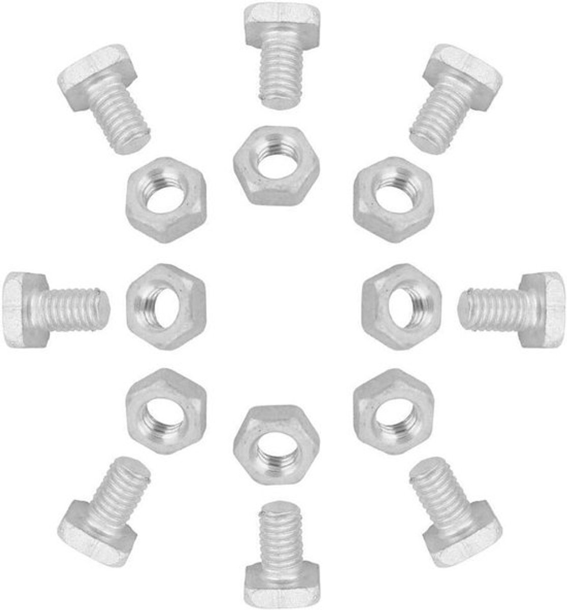 Aluminium Noten en Bouten Set - 50 stuks M6 x 12 mm - Zilverkleurig - Voor Broeikassen