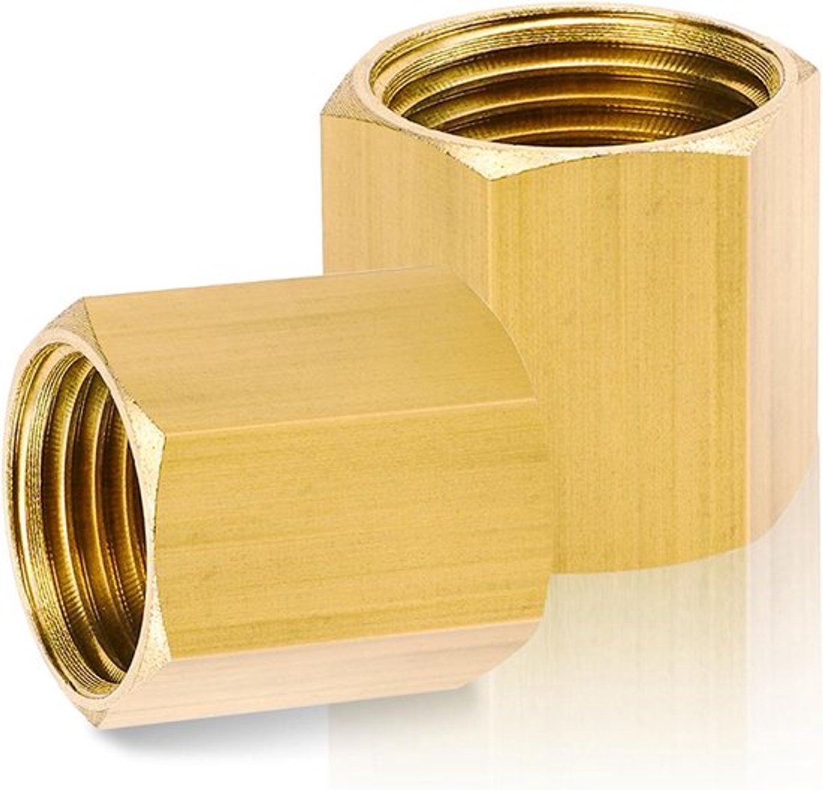 Messing verbindingsstuk met 3/8" binnendraad, dubbele nippelkoppeling voor buisaansluitingen - set van 2