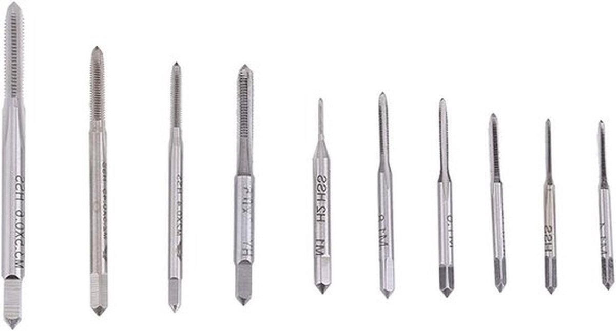 10 Stuks Mini Handtap Set voor Draadbewerking - Metrische Taps M1 tot M3.5 voor Precisiewerk en Hobbyprojecten